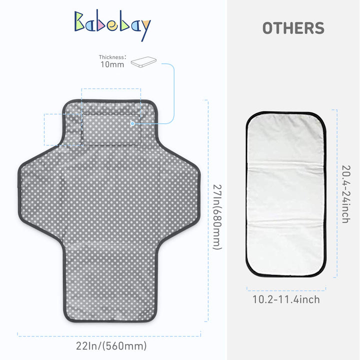 Portable Changing Pad for Baby, Waterproof Travel Changing Pads for Moms, Dads, with Built-In Pillow, Excellent Baby Shower, Registry Gifts