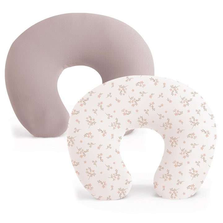 2 Pack Nursing Pillow Covers, Stretchy and Soft Nursing Cover for Breastfeeding, Pillow Slipcover for Baby Girls Boys Newborn (Pink Spring, Pink)