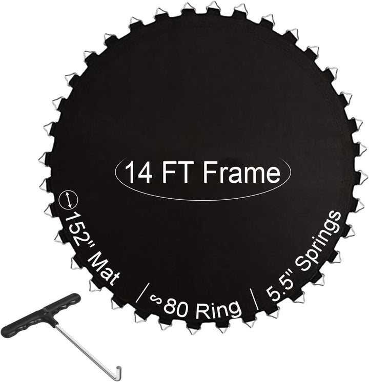 12FT 14FT 15FT Trampoline Mat Replacement, Fits 5.5" Springs 72 80 V-Hooks round Trampoline Frame,Premium Trampoline Jumping Mat (Excluding Frame and Spring)