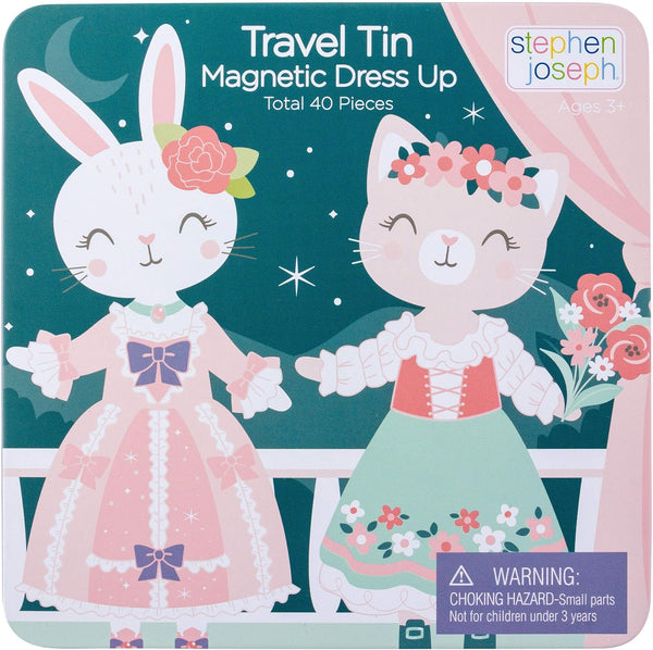 , Travel Tin Magnetic Dress Up,Bunny and Cat Small, 40 Unique Pieces