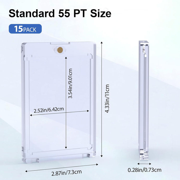 15Ct Magnetic Card Holder, 55Pt One Card Touch Holders for Trading Cards, U-V Protection Card Display Case Protectors Sleeves Hard Plastic Cover for Sports Game