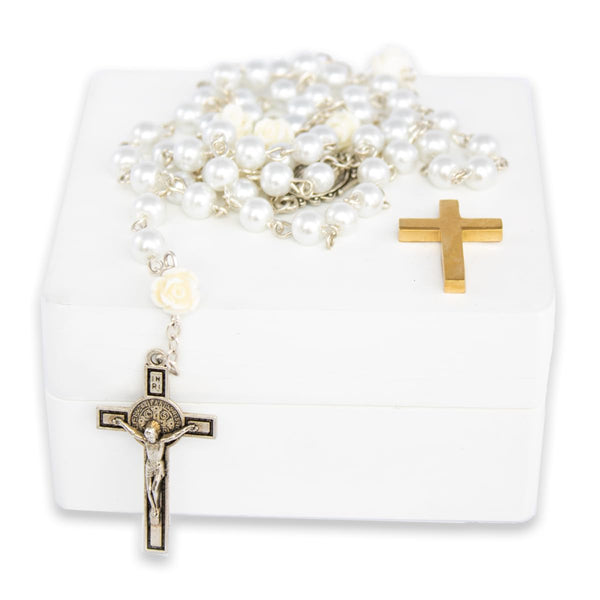 Catholic Baptism Gifts for Boys, Baby Baptism Gifts for Girl, Kids Rosary Beads Catholic, Baby Baptism Gifts Boy, Catholic Rosary for Women, Christening Gifts for Girls (White)