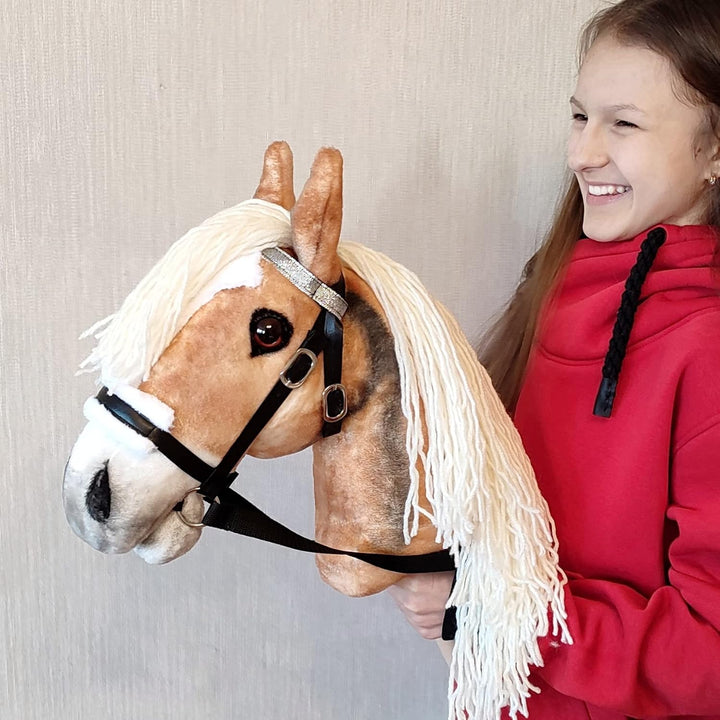 Hobby Horse Realistic with Bridle - A3 Haflinger Horse on Stick