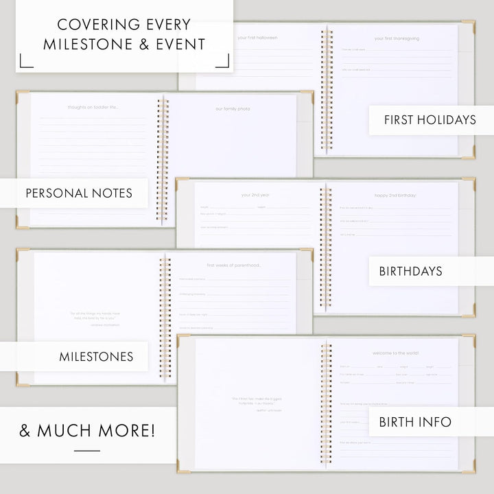 Keepsake Baby Memory Book for Boys and Girls – Timeless First 5 Year Baby Book with Photoslots – Cute Journal Scrapbook or Photo Album - Record a Milestone for Every Event from Birth to Age 5