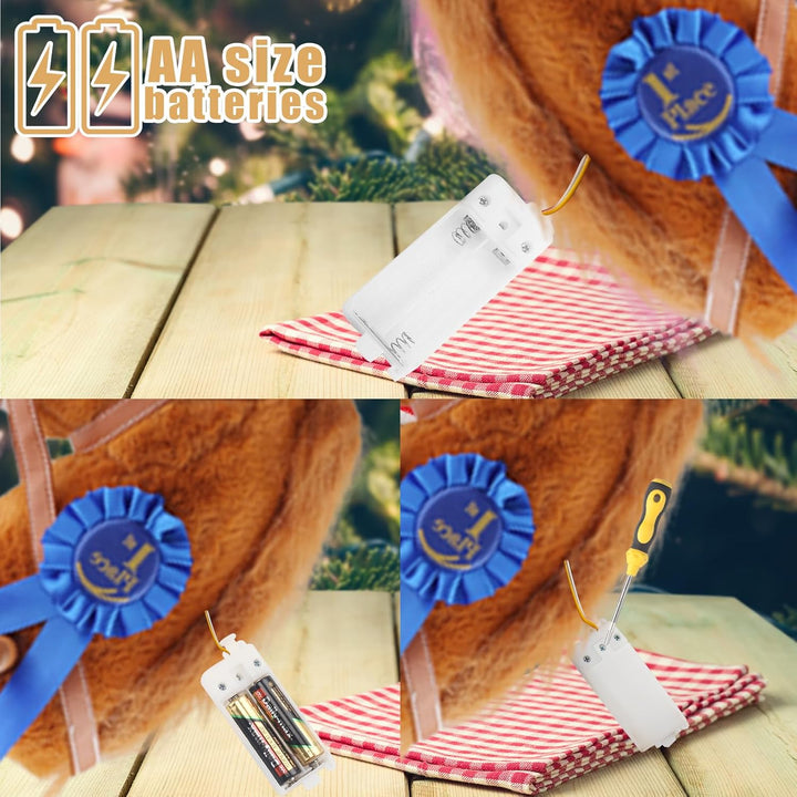 Stick Horse, Hobby Horse on a Stick for Kids Ages 4-12 Adjustable 30-52" with Illuminated Silent Wheels Comfortable Sponge Wrapped Complimentary AA Batteries Realistic Horse Neighs. (Brown-Blue)