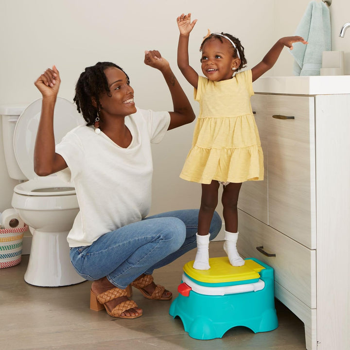 Elmo Hooray 3-In-1 Potty Training Toilet Seat and Step Stool, Easy to Clean Design with Flush Handle and Sounds, Portable and Great for Travel, Perfect for Toddler Boys and Girls 1-3