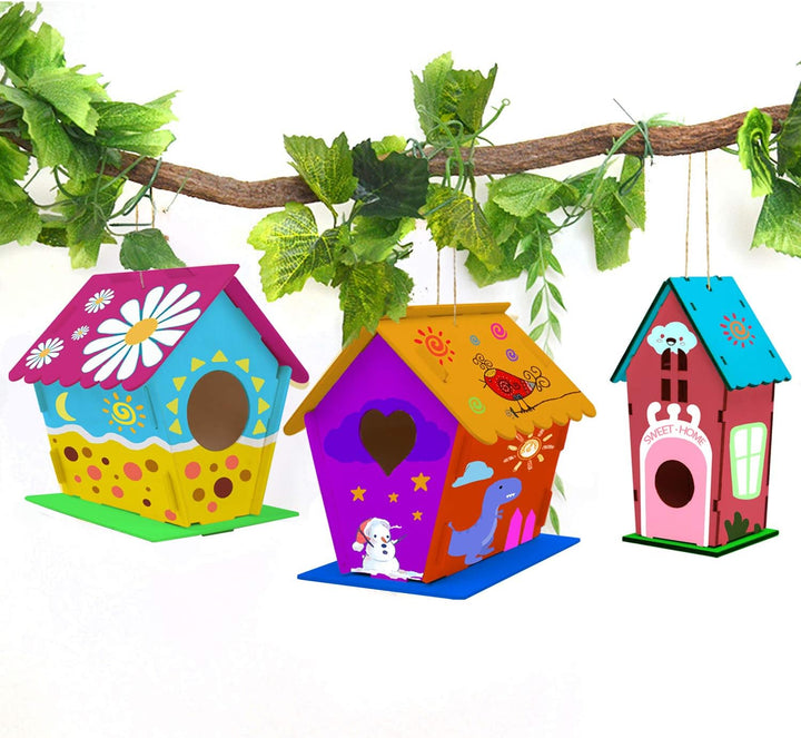 4 Pack Bird House Crafts for Kids Ages 5-8 8-12, Buildable DIY Birdhouse Kit for Children to Build, 3+ Summer Arts and Craft Projects with Paint, Boy Girl Gift Christmas