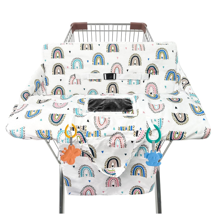 Shopping Cart Cover for Baby,2-In-1 High Chair Cover Soft,Portable, and Machine Washable,Comfortable Cotton Seat Pad with Safety Harness and Portable Cloth Bag,Fits All Supermarkets and Restaurants