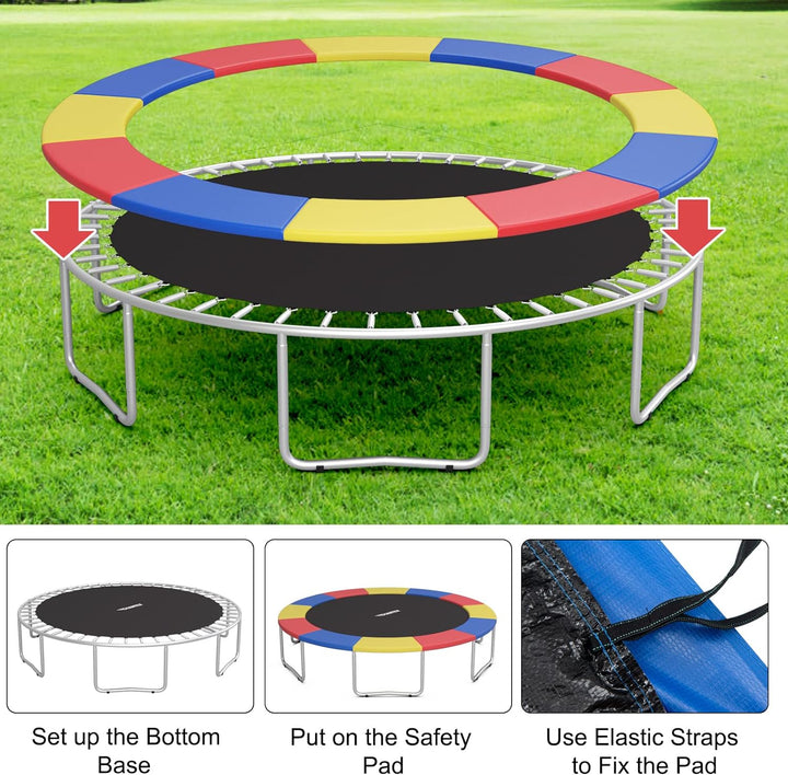 8Ft 10Ft 12Ft 14Ft 15Ft 16Ft Trampoline Pad, Tear-Resistant Edge Cover Springs Protection Pad, All Weather Replacement Trampoline Safety Pad