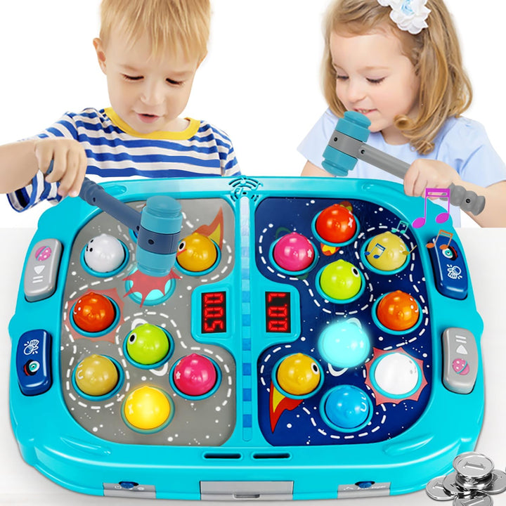 Whack Game Mole for Toddlers, Toys for 3-12 Year Old Boys and Girls, Pounding Game for Kids,Gifts for 3 4 5 6+ Year Old Boys, Interactive Educational Toy with Sound and Light,Pk Mode with 2 Hammers
