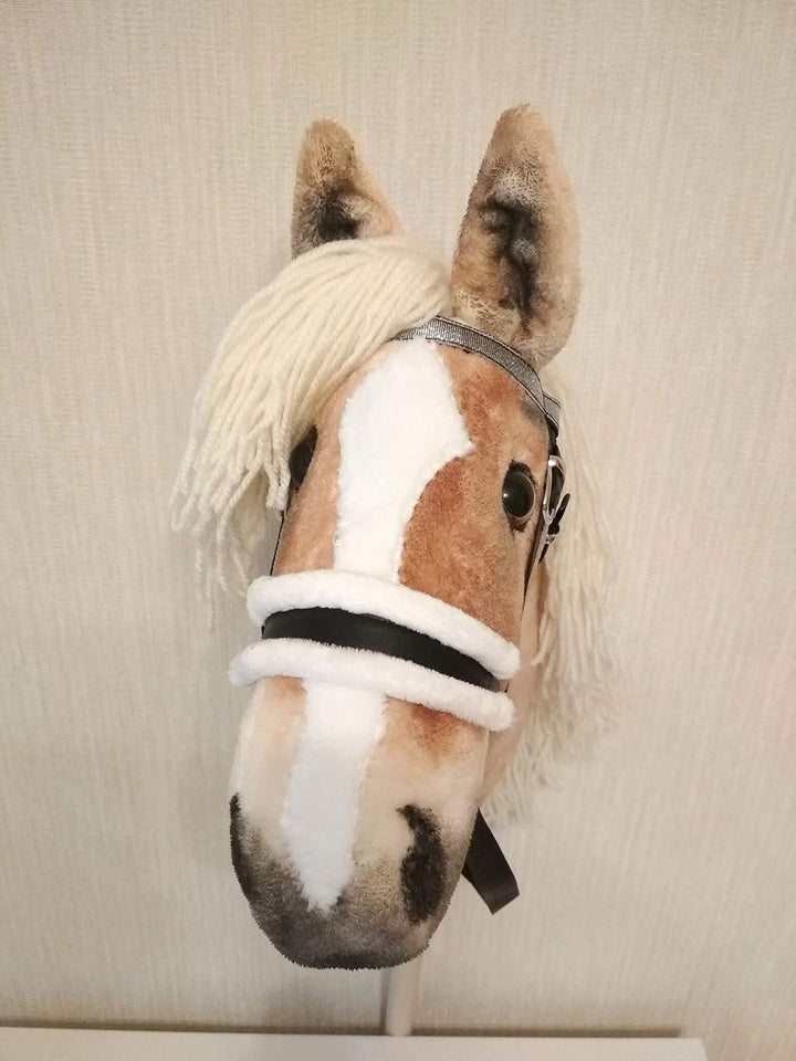Hobby Horse Realistic with Bridle - A3 Haflinger Horse on Stick