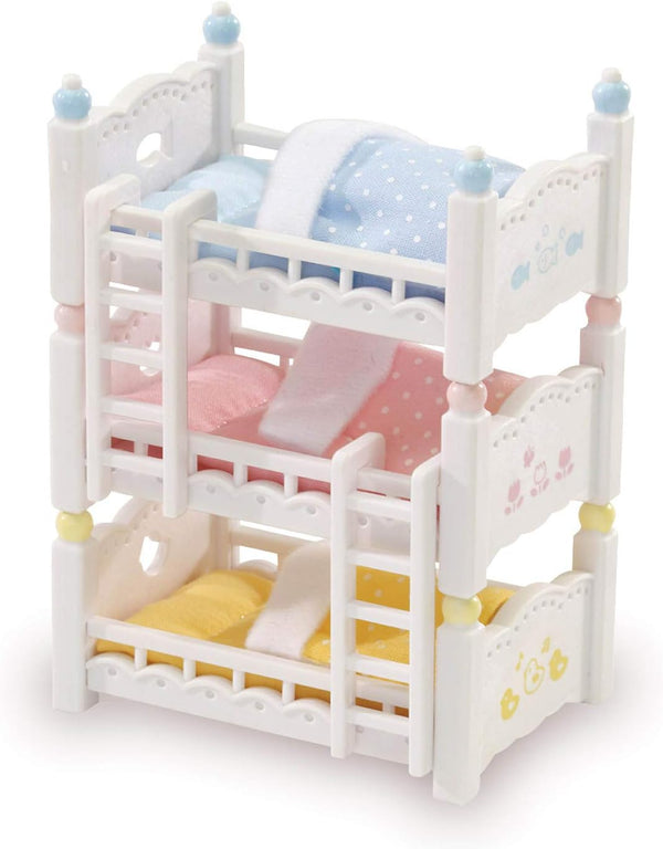 Triple Baby Bunk Beds - Dollhouse Furniture Set for Ages 3+