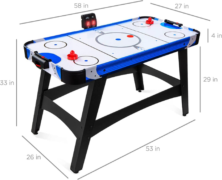 58In Mid-Size Arcade Style Air Hockey Table for Game Room, Home, Office W/ 2 Pucks, 2 Pushers, Digital LED Score Board, Powerful 12V Motor, Carrying Bag