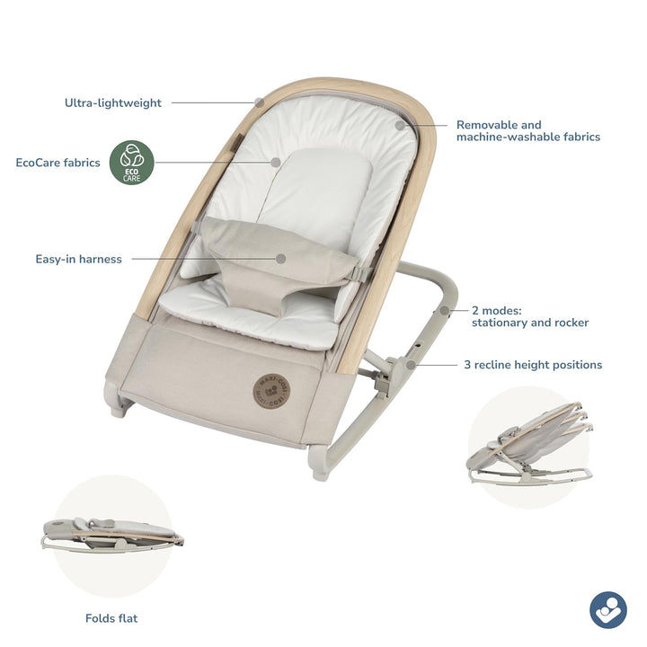 Kori 2-In-1 Baby Bouncer Seat for Infants, Baby Rocker Chair, Portable Baby Bouncer, Classic Oat