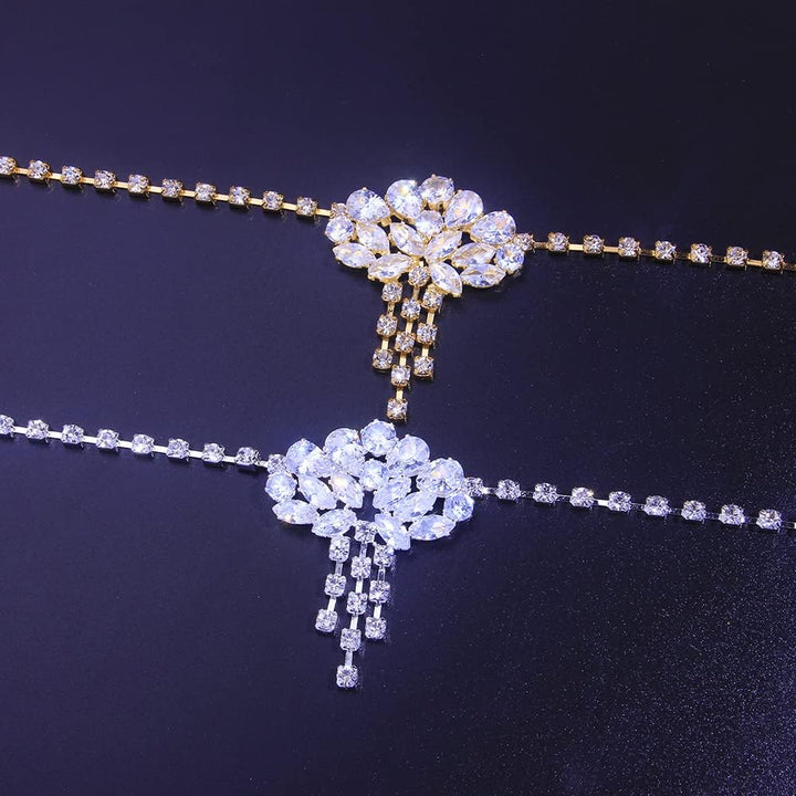 Rhinestone Chain Zircon Crystal Forehead Chain for Women Luxury Jewelry Bridal Headwear Wedding Hair Accessories(Silver Plated)