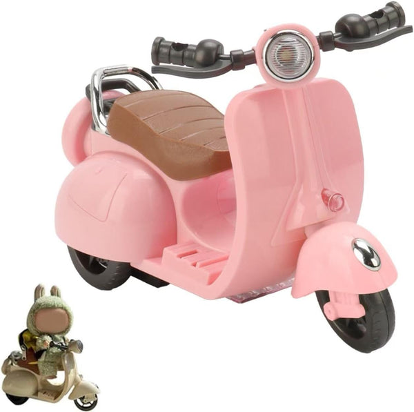 Scooter Toy for Labubu Toy with Light and Music, Cute Have a Seat for Labubu Accessories, Interactive Toys Desktop Decor for Doll Collectors (Pink)
