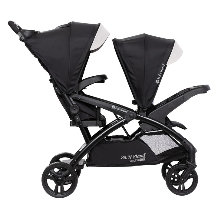Sit N' Stand Tandem Double Stroller 2.0 DLX and Ez-Lift plus Car Seat Set with 5 Point Safety Harnesses and Cozy Cover, Modern Khaki