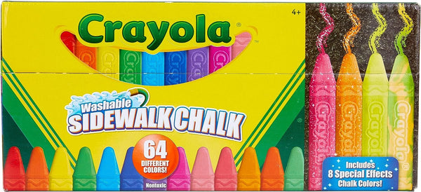 Ultimate Washable Chalk Collection (64Ct), Bulk Outdoor Sidewalk Chalk for Kids, Anti-Roll Sticks, Recess Toys for Kids, Back to School Gifts