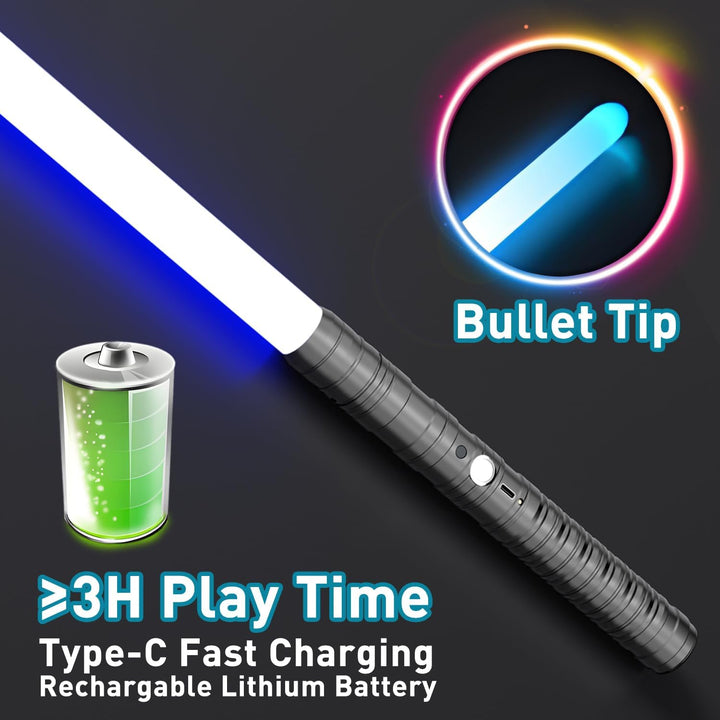 Lightsabers Metal Hilt Dueling Light Sabers RGB 16 Color, FX Sound, Doubled Blade, Rechargeable Sword for Adult Kids Birthday Thanksgiving Xmas Toys Gift Halloween Cosplay