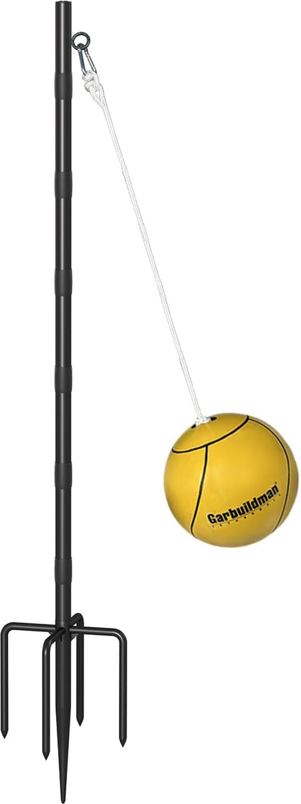 Tetherball Set with Ball & Rope for Outdoor Backyard, Adjustable Tether Ball Pole with 5-Prong Base & Rubber Sleeve for Playground, outside Ball Games Sports for Kids, Adults