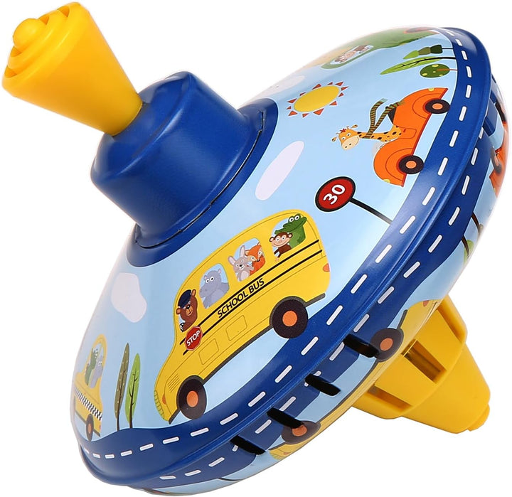 Retro Spinning Top Tin Toy for Kids – Fun Vehicle Classic Toys - Toddler Traditional Spin Tops - Metal Fidget Spinner for Kindergarten – Sensory Gyroscope - Novelty Gifts Party Favors