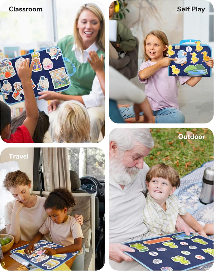 12 Pack Felt Storyboard Pieces for Toddler, Flannel Board Stories for Preschool Activities, 5 Little Duck and 11 Other Stories