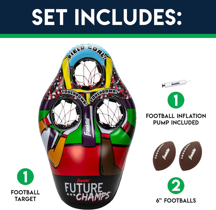 Kids Football Target Toss Game - Inflatable Throwing Target Toy with Soft Mini Footballs - Fun Kids Sports Game