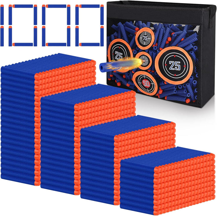Refill Darts Bullets Compatible with Nerf Guns N-Strike Elite Series, 300PCS Refill Darts Premium Foam Bullets Pack with Portable Storage Bucket