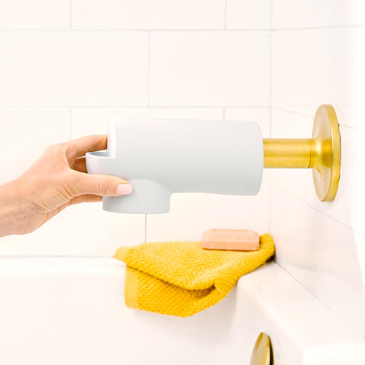 ® Soft Spot™ Bath Spout Cover for Baby, Bathtub Guard with Built-In Bubble Bath Dispenser, Silicone, Grey