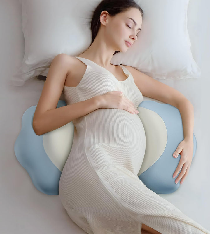 Pregnancy Pillow Cooling for Sleeping, Detachable and Adjustable Double-Sided Support Maternity Pillow Skin-Friendly for Pregnant Women Back, HIPS, Legs(30°Slope Design Verified by Expectant Mothers)
