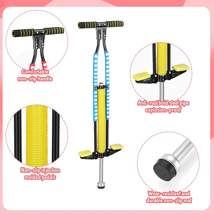 2 Pcs Pogo Stick, Suitable for 80-160 Lbs, Soft Foam Jump Stick, Easy Grip Handles, for Beginners Teens Adults Outdoor Exercise Body Balance Keep Healthy(Blue, Red)
