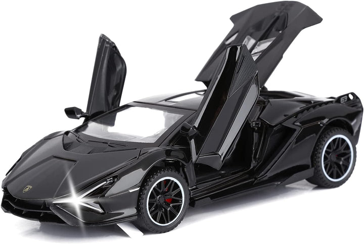 Lambo Toy Cars Sian Fkp37 Diecast Metal Model Car with Light and Sound Pull Back Car Toys for Boys Age 3 + Year Old (Blue)