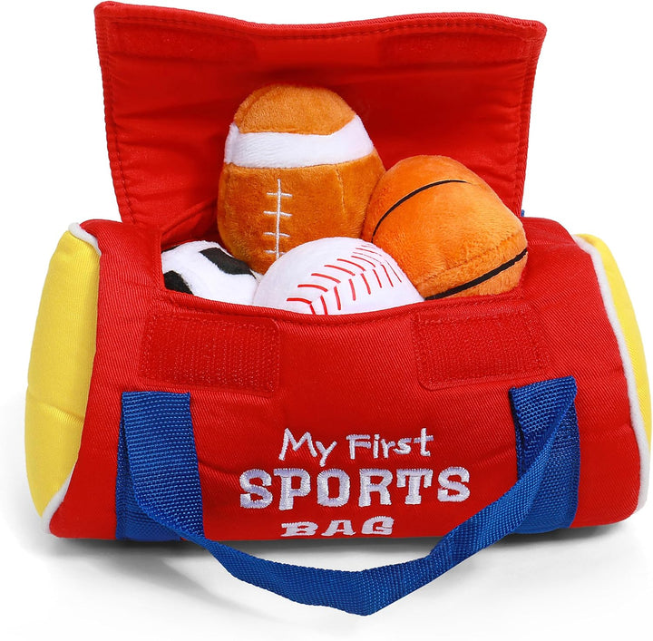 Baby  My First Sports Bag Stuffed Plush Playset, Baby Gift Toys for Boys and Girls Ages 1 & Up, 5 Piece, 8"