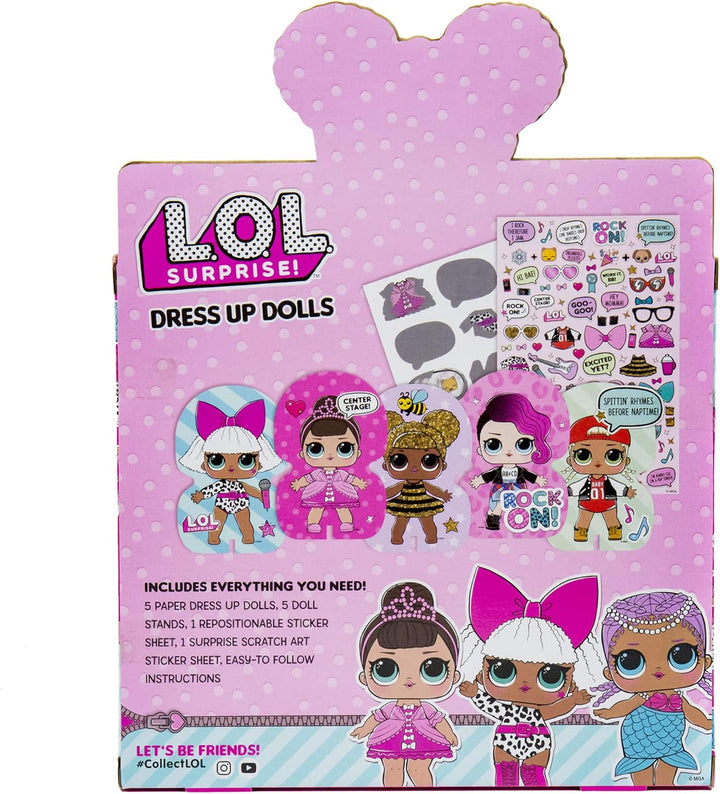 LOL Surprise! Fashion Dress up Dolls by .Create DIY Themes & Patterns.Activity Kit Includes5 Paper Dolls, 1 Repositionable Sticker, Scratch Art, Easy to Follow Instructions & More.
