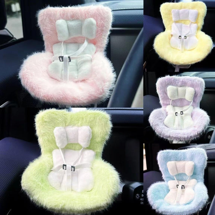 Doll Car Seat for 17Cm Dolls with Air Vent Clip and Desktop Stand, Cute and Functional Car Ornament for Blind Box Doll Fans, Collectors (Pink)