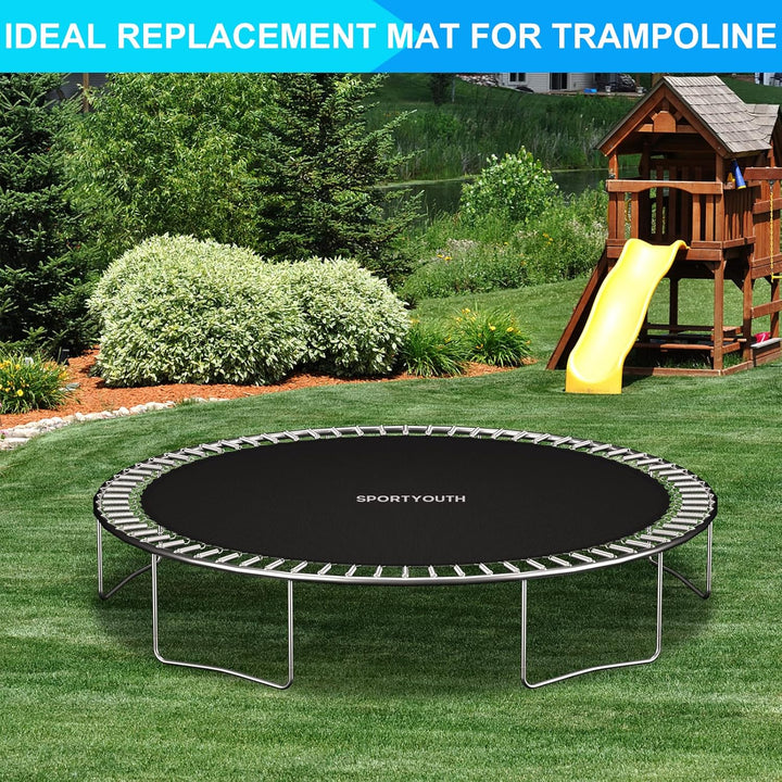 Trampoline Replacement Mat, Fits 12Ft 14Ft 15Ft round Trampolines Frame with 72/88/96 V-Rings Using 5.5/6.5/7 in Springs, Water-Resistant, UV Resistant, Good Jumping Bounce
