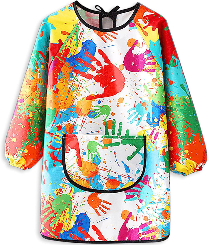 Kids Art Smock,Waterproof Painting Apron Artist Smocks with Pocket Long Sleeves for Age 5-8