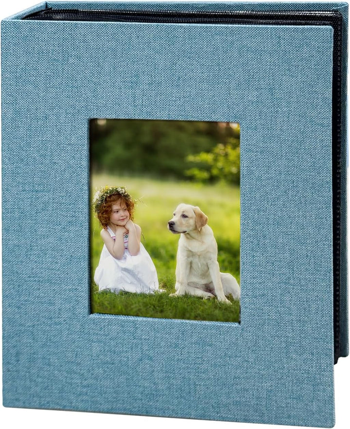 Photo Album 4X6 100 Pockets, Linen Cover Top Loader Vertical, Slip-In Picture Grey Pockets Albums for Wedding, Family, Anniversary, Baby, Vacation