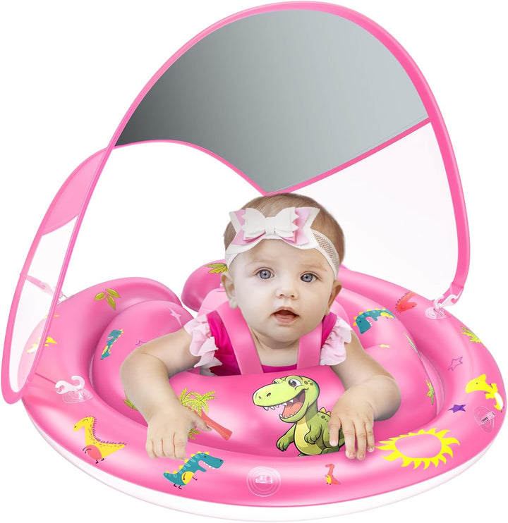 Baby Pool Float with UPF50+ Sun Protection Canopy and Toy Play Console for Infant, Toddler, Adjustable Safety Seat for 3-36 Months