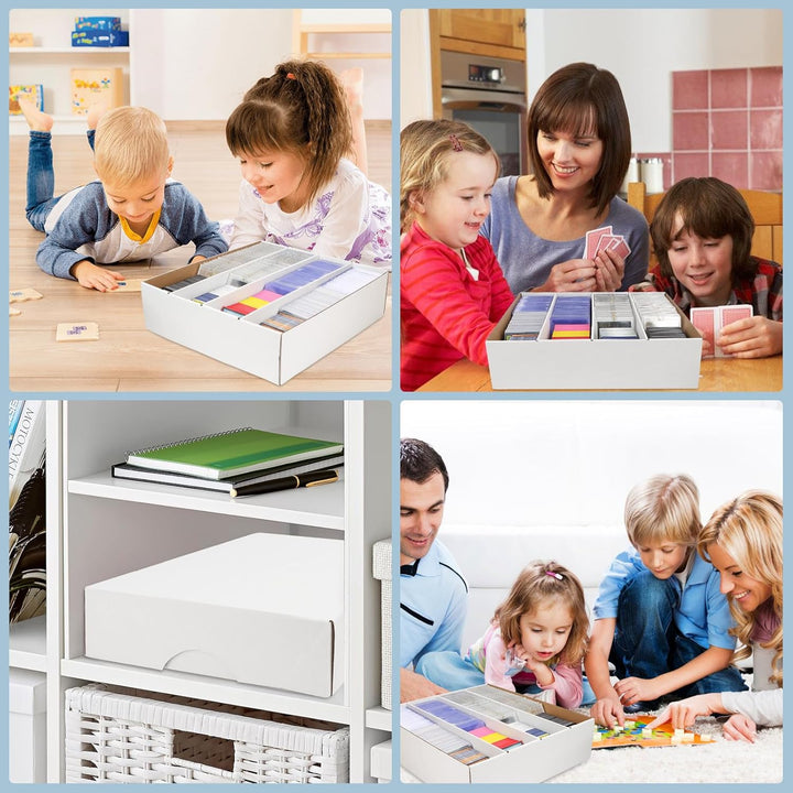 Trading Card Storage Box 3120 Count Collector Cards Box White Sports Card Storage Boxes Card Sorting Tray Cases Cards Collection Trading Cards Box for Soccer Basketball Cards(4 Set)