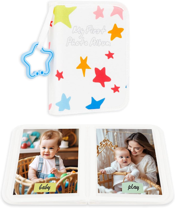 Baby'S My First Photo Album for Baby Holds 21 4X6 Photos, Baby Photo Album Soft Cloth Family Book, My First Family Album for 4X6 Baby Shower Kids Toddlers Family Pictures, Toddler Photo Album (Blue)