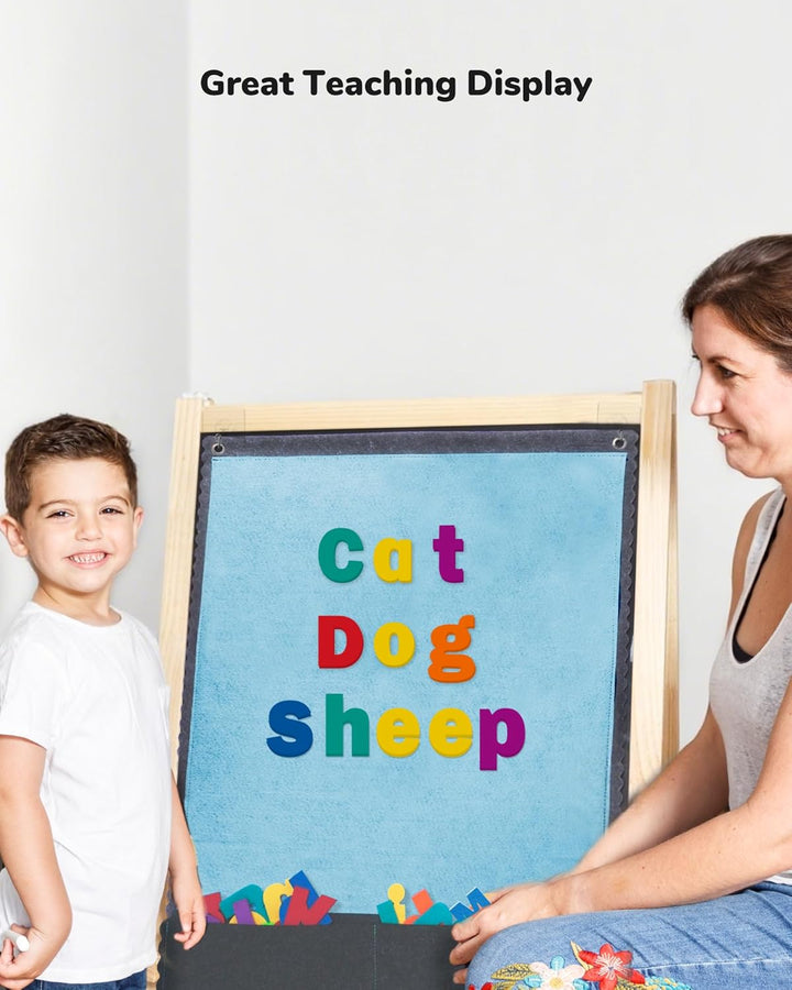 Felt Board - Large Flannel Board for Wall, 104 Felt Letters, 32'' X 22'' Interactive Storytelling & Play Learning for Home & Classroom Use(2 Sets of Uppercase&Lowercase Letters)