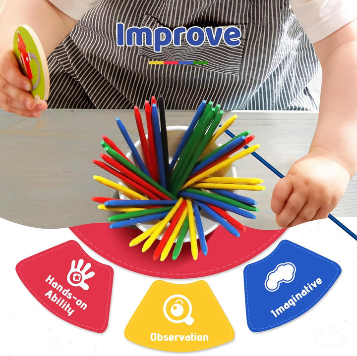 Classic Wooden Thin Pick up Stick Game 41 Pieces Fun Family Game Gift Idea 9.8 Inch Long