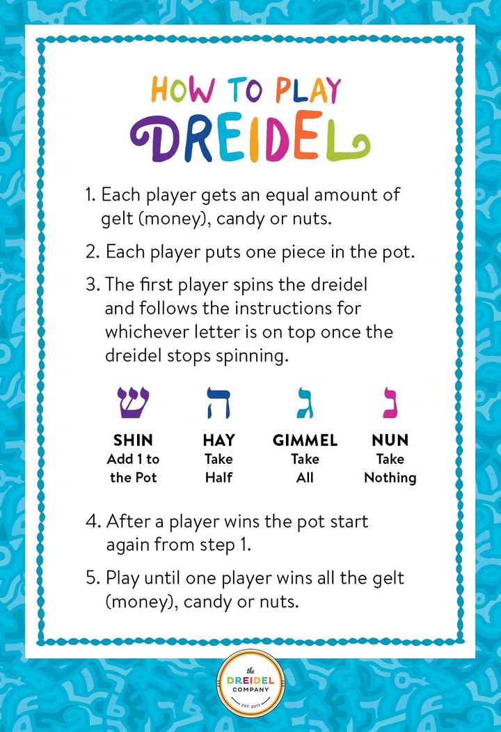Natural Wood Dreidels Hanukkah Draydel with English Transliteration & Instruction Cards (10-Pack)