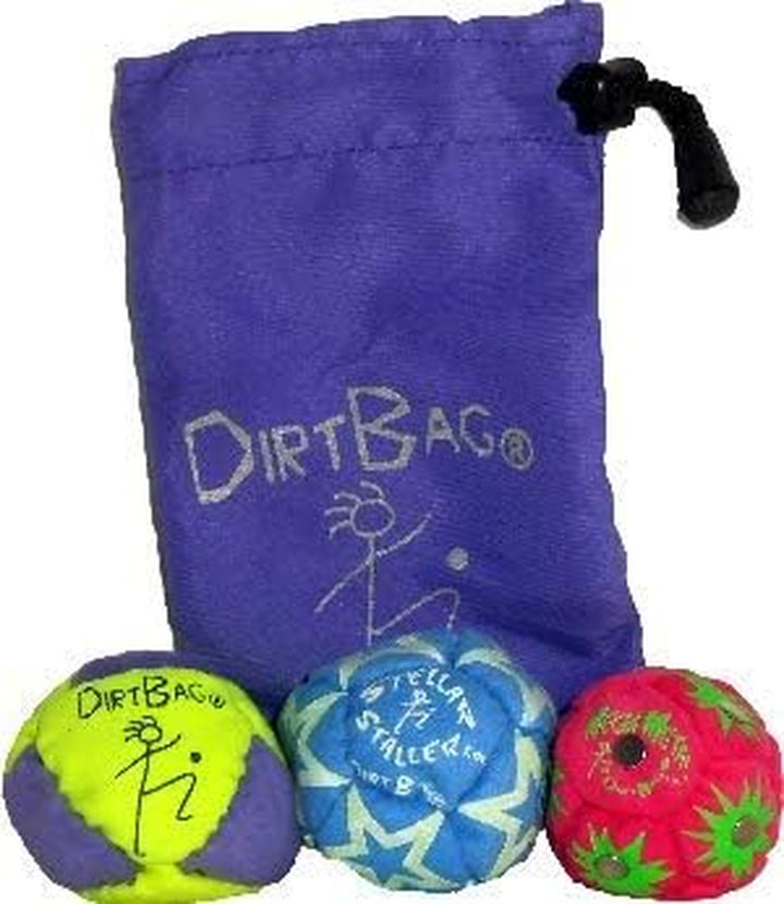 All Star Footbag 3 Pack with Pouch, 100% Handmade, Premium Quality, Bright Vivid Colors, Signature Carry Bag