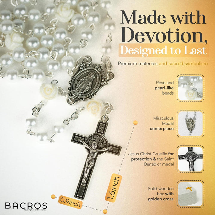 Catholic Baptism Gifts for Boys, Baby Baptism Gifts for Girl, Kids Rosary Beads Catholic, Baby Baptism Gifts Boy, Catholic Rosary for Women, Christening Gifts for Girls (White)