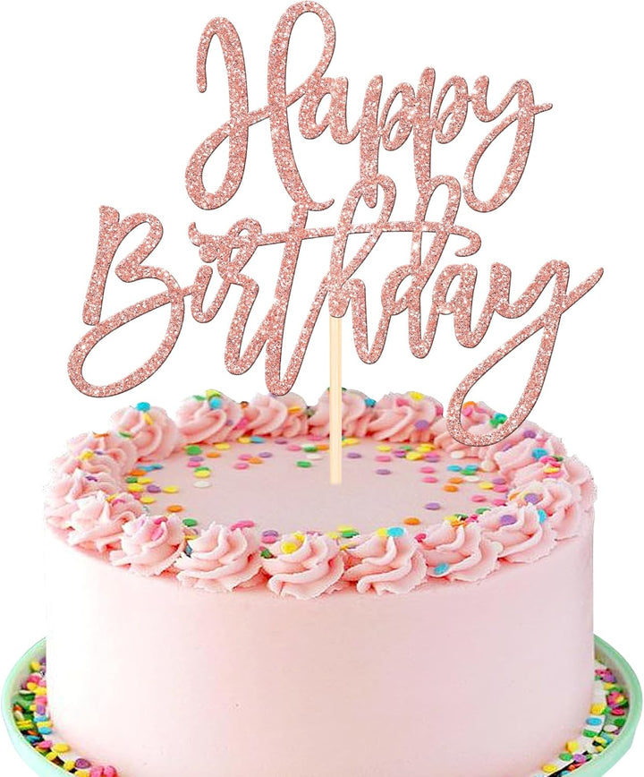 1 PCS Gold Happy Birthday & Anniversary Cake Topper