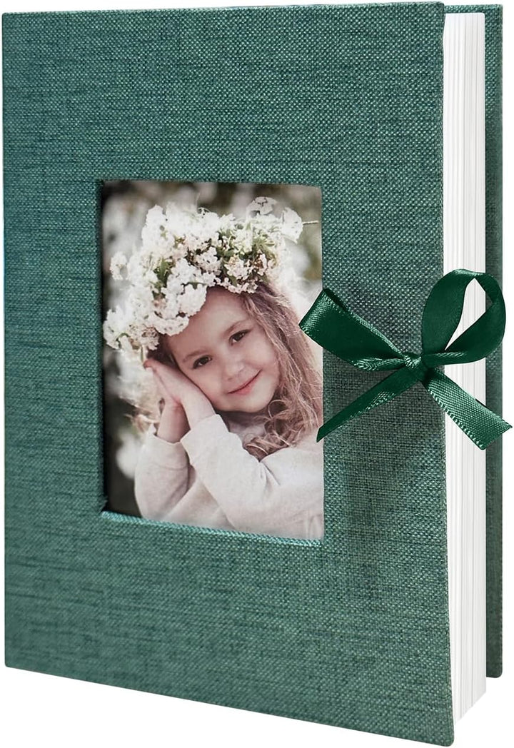 Photo Album 4X6 100 Pockets, Linen Cover Top Loader Vertical, Slip-In Picture Grey Pockets Albums for Wedding, Family, Anniversary, Baby, Vacation