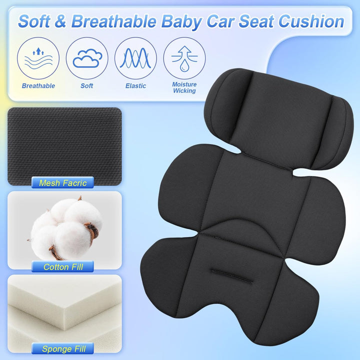 Infant Car Seat Insert, Ultra-Thick Carseat Head Support for Newborn, Breathable Mesh Baby Car Seat Cushion with Filled Sponge, Universal Baby Car Seat Head Support for Stroller, Swing, Carseat