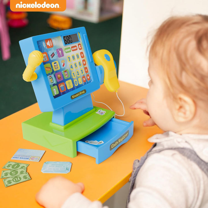 Spongebob Cash Register Play Set - Krusty Krab Cash Register - Includes Toy Cash Register and Realistic Play Food Items with Pretend Food and Play Money